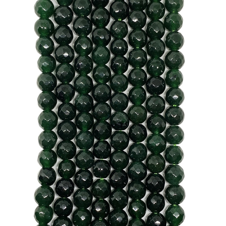 Jade mångfacetterad 8 mm mörkgröna