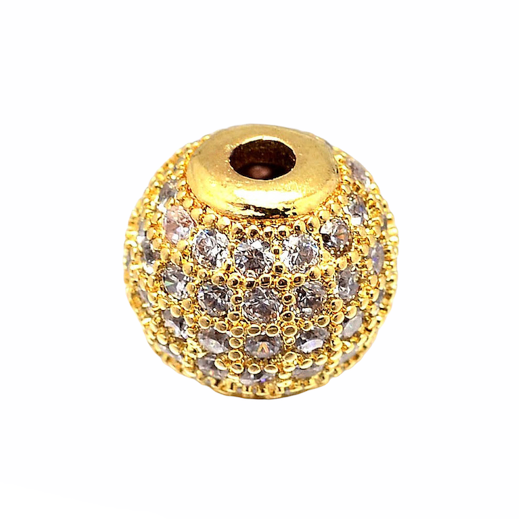 Cubic zirconia-pärlor 10 mm guld