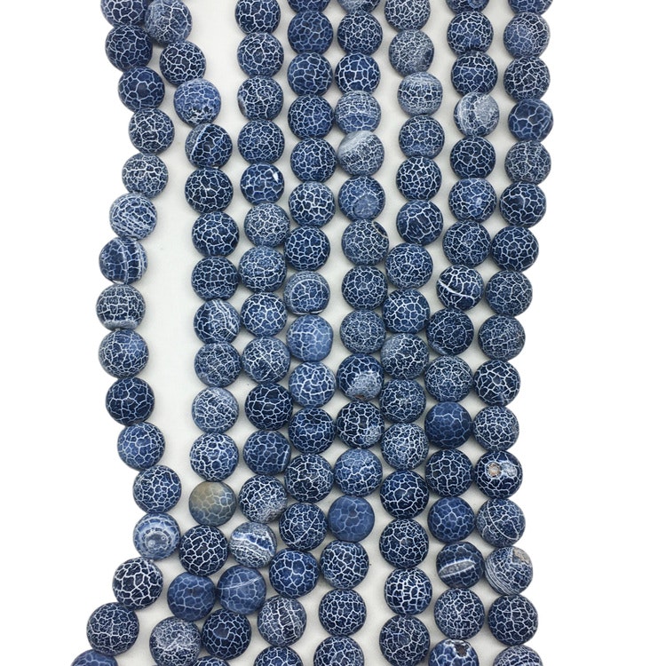 Agater frostade 6-8 mm blåa