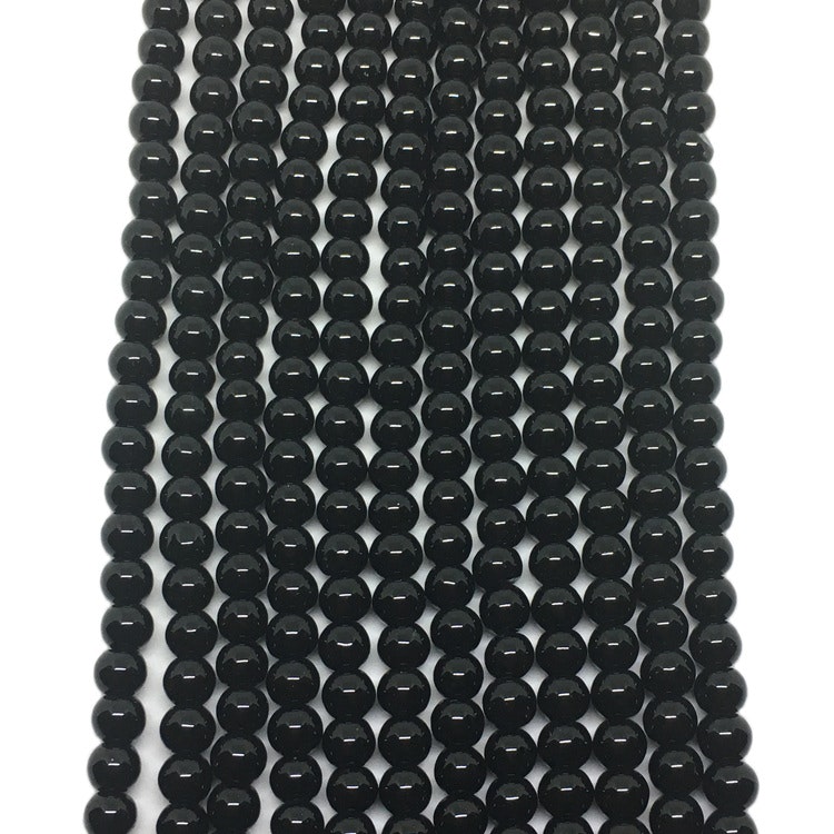 Vaxade glaspärlor 6 mm svarta