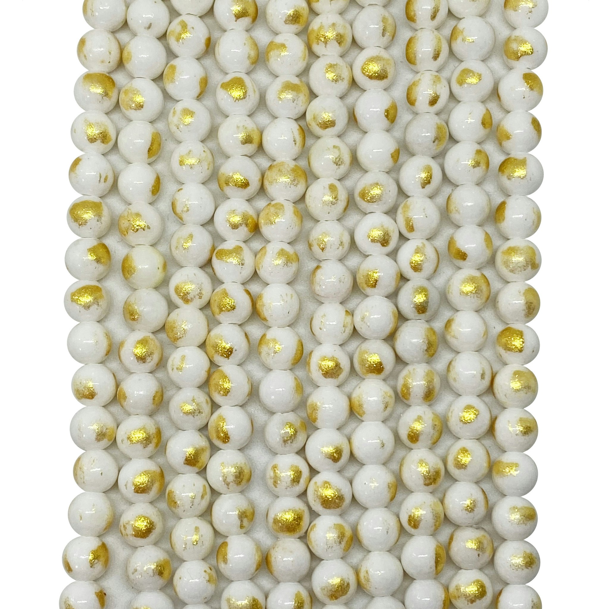 Stenpärlor 6 mm white daisy - guld