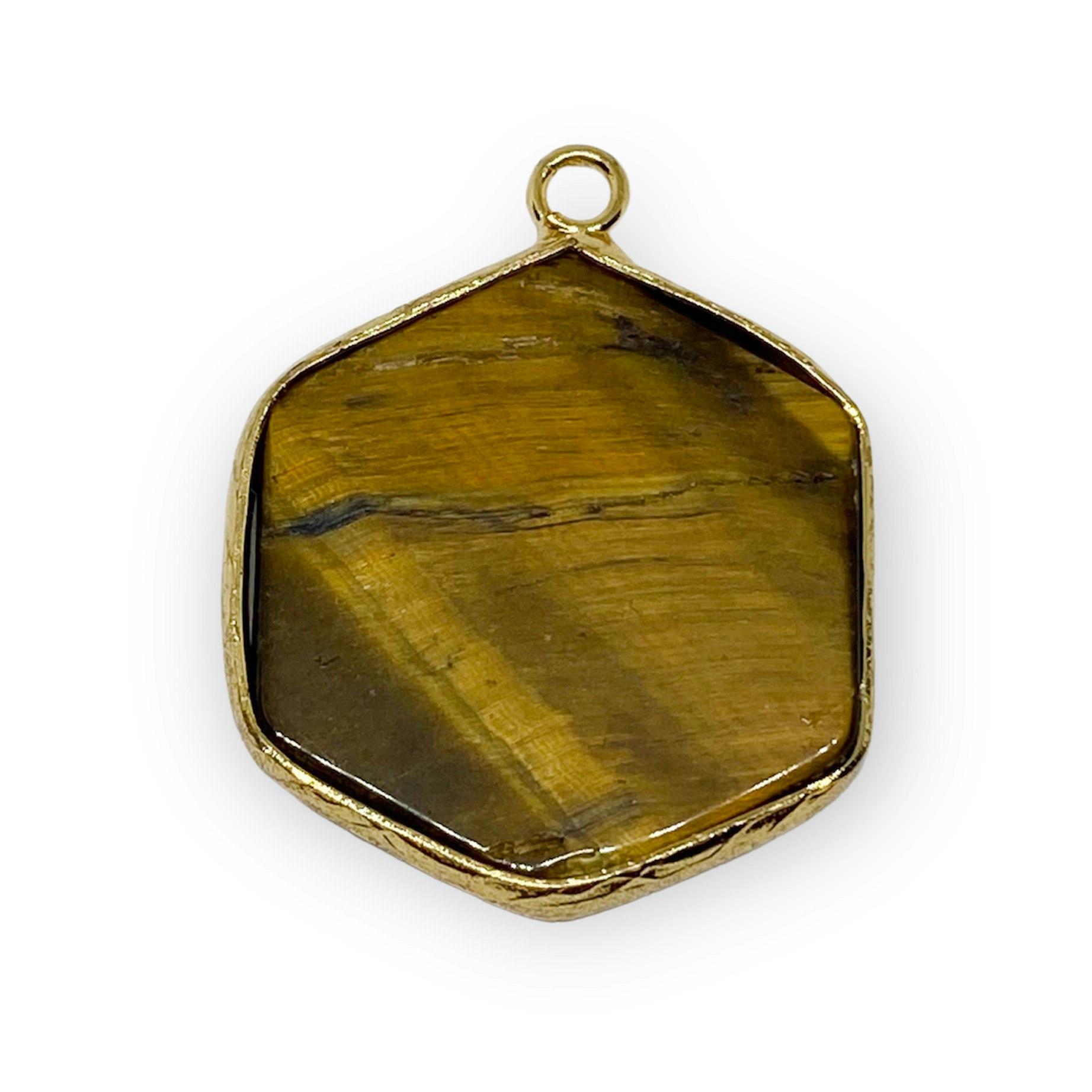 Smyckestillverkning - Hexagonformade stenhängen tigeröga