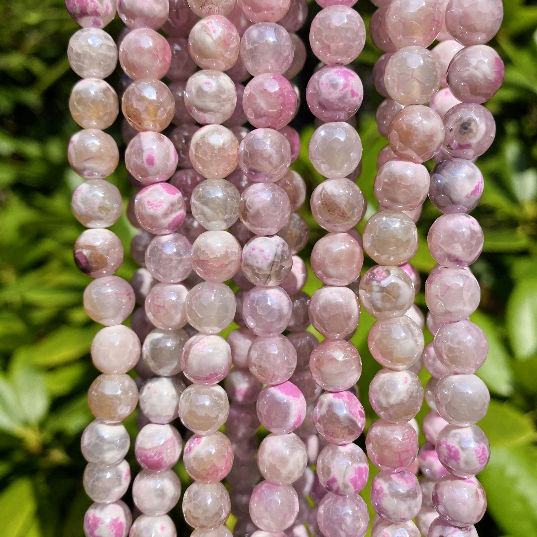 Pläterade agater 8 mm precious light pink