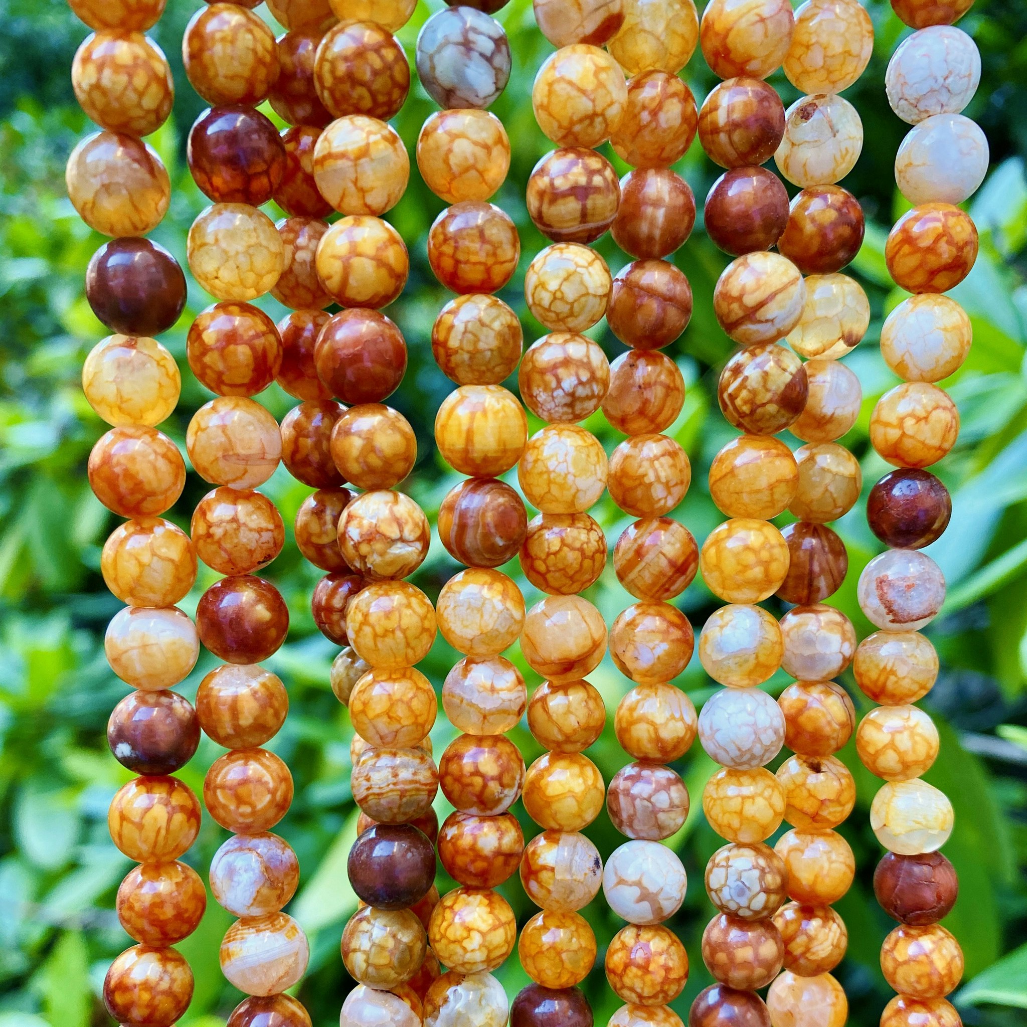 Agater krackelerade 8 mm orange