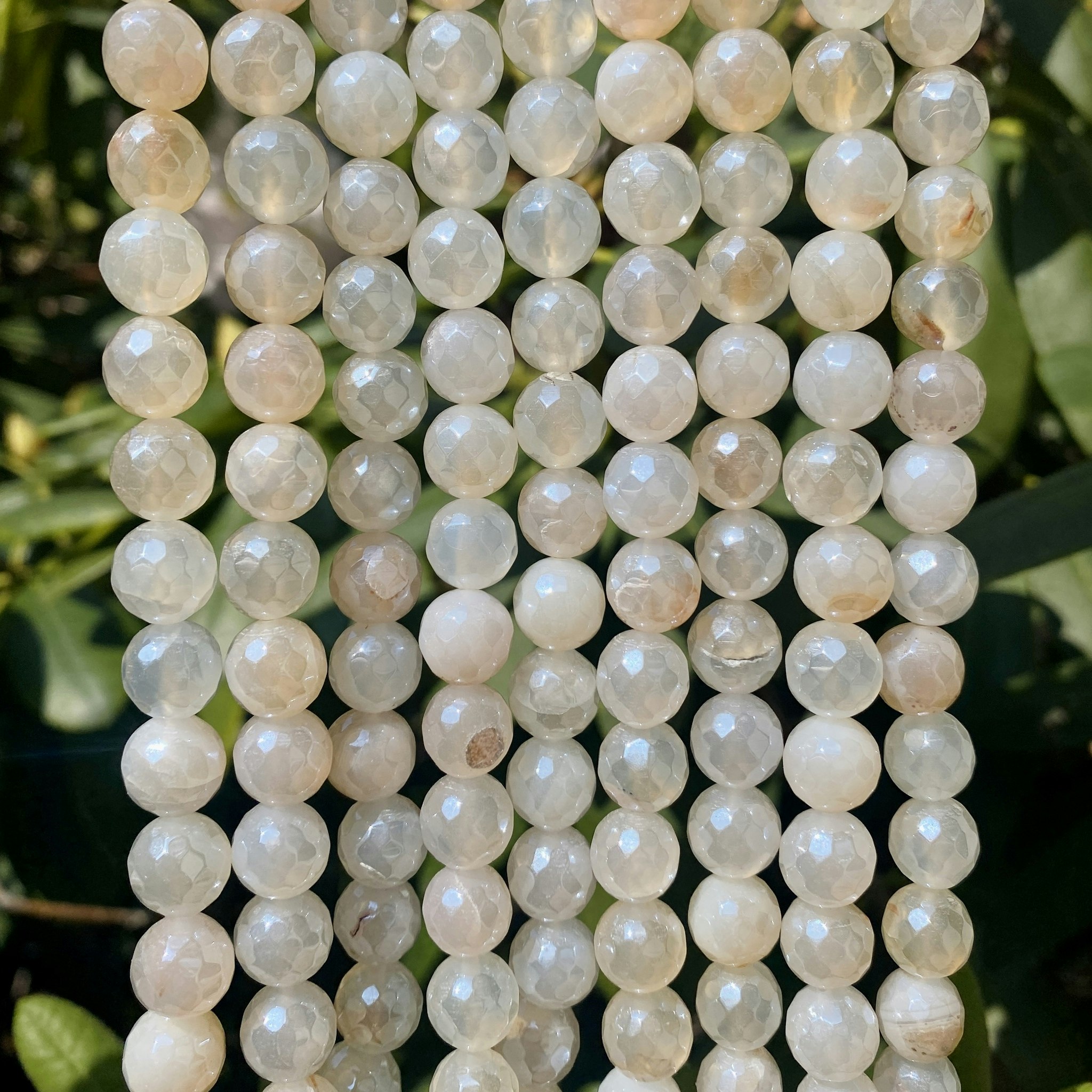 Pläterade agater 10 mm cream