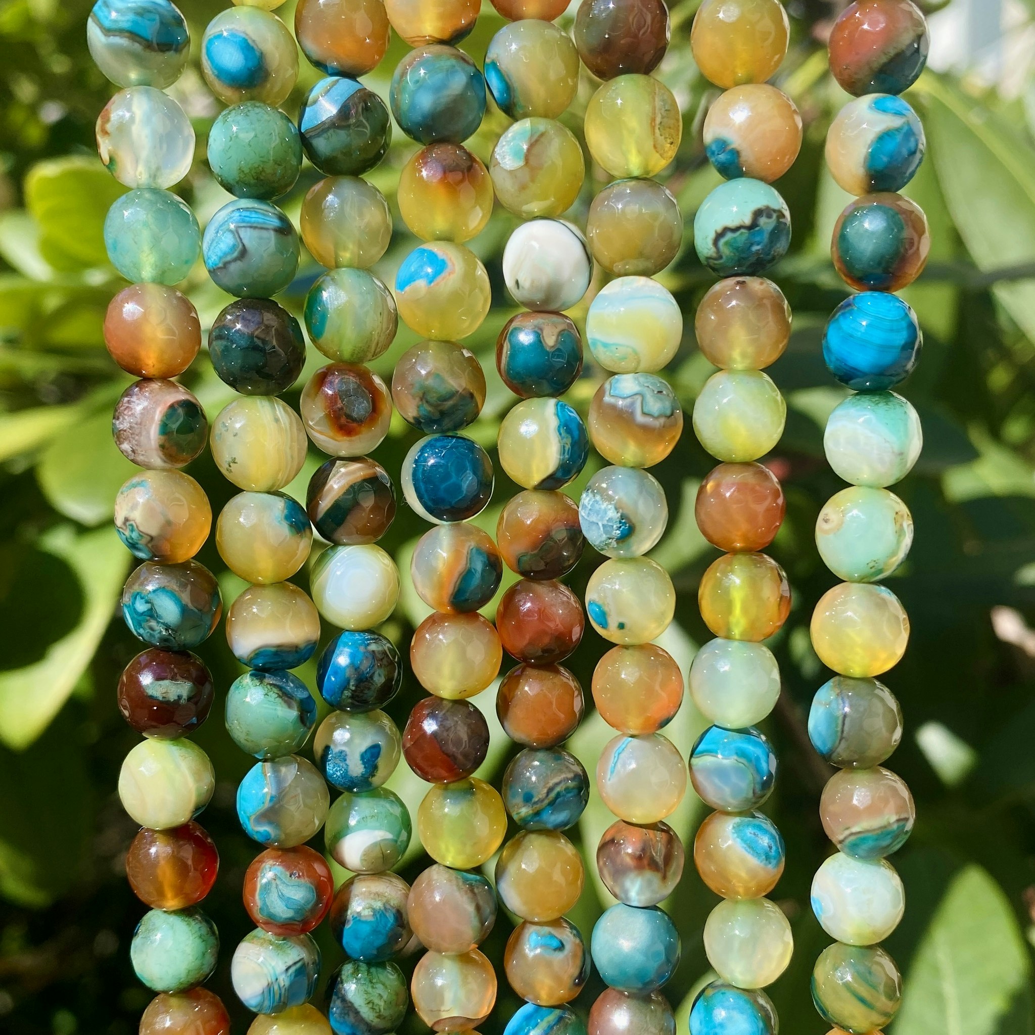 Facetterade agater 8 mm sea/yellow