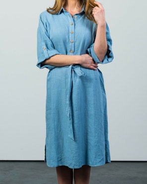 ERICA Linen Tunic Dress Denim