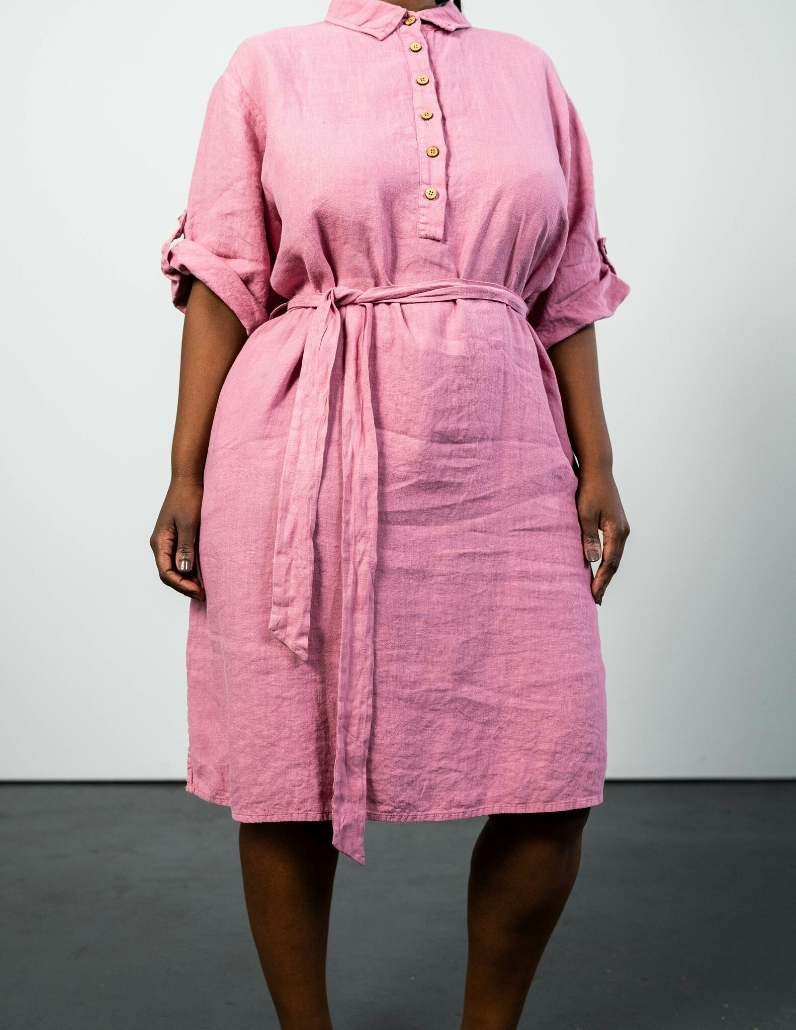 Skön linne klänning rosa I Rosa tunika klänning linne SOONA Collection -  Soonacollection.com