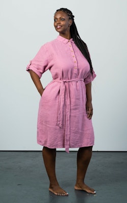 ERICA Linen Tunic Dress Old Pink