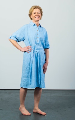 ERICA Linen Tunic Dress Blue Ocean