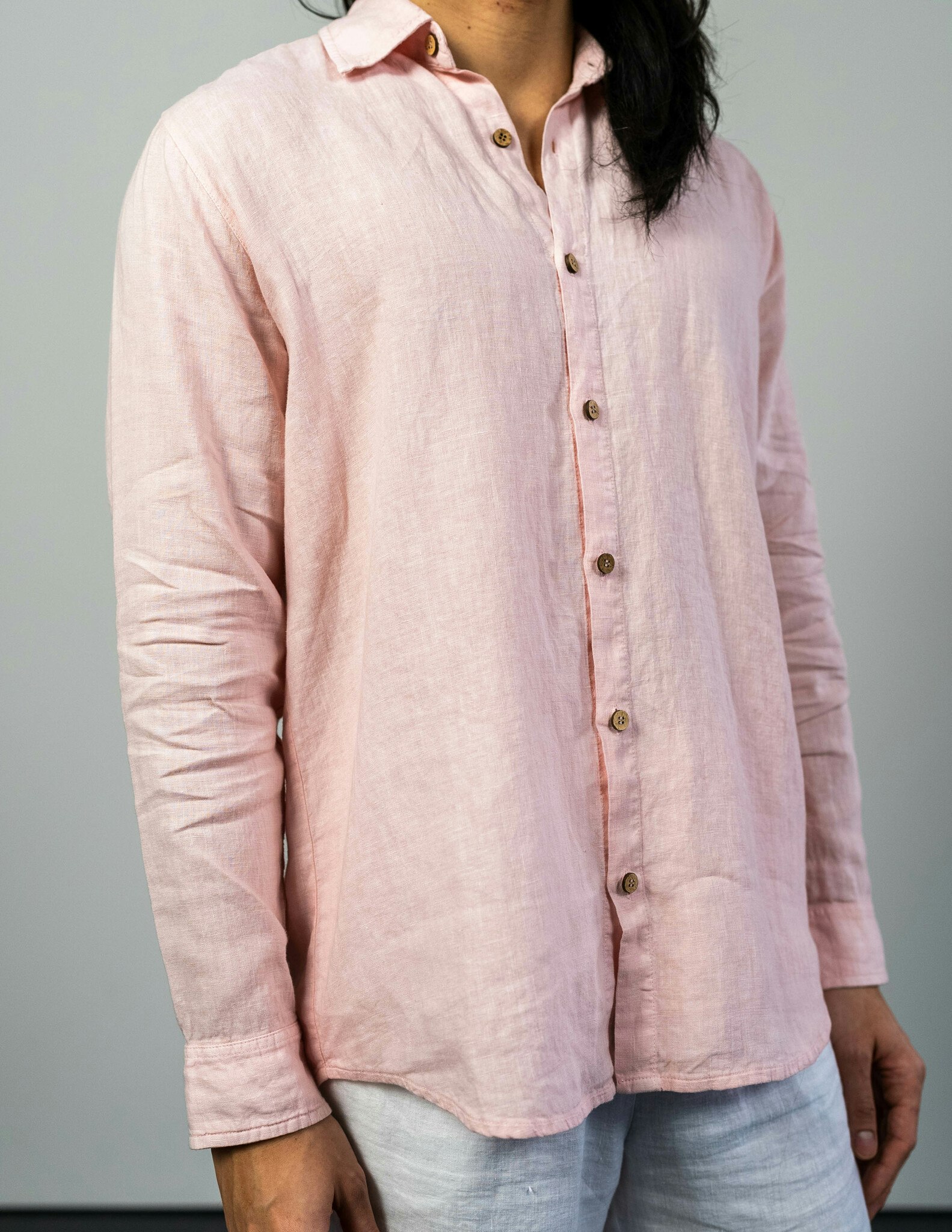 Skön linneskjorta herr ljus rosa skjorta linne I Snygga linneskjortor -  Soonacollection.com