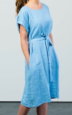 SANDRA Linen Dress Blue Ocean