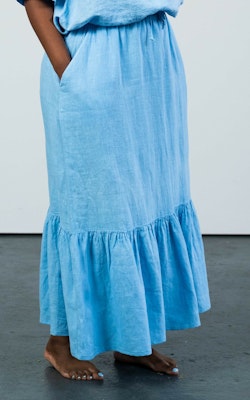 VERONICA Linen Skirt Blue Ocean