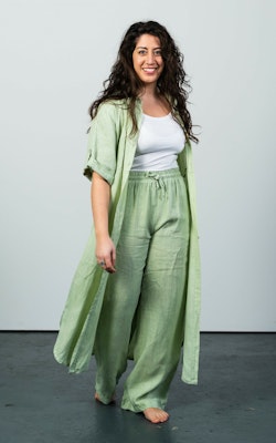 EMILY Linen trouser long Green