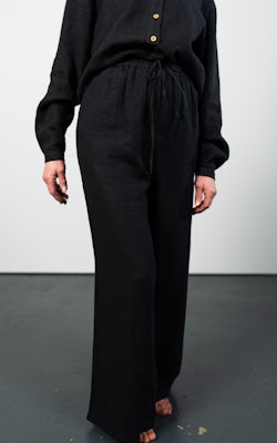 EMILY Linen trouser long Black