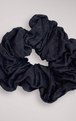 BIG Linen Scrunchie Black