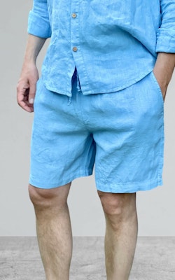 ADAM Linen Shorts Men Blue Ocean