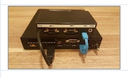 Connection box with built in audio card and  COM port adaptor. Connects two microphones  3110/04