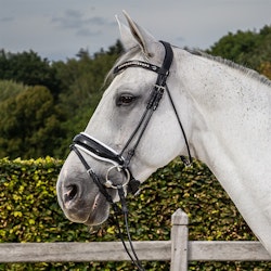 Dyón Rundsytt träns bred vitfodrad lack pullbacknos NR