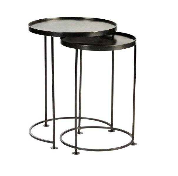 Set 2 Disc Table Black Nickel