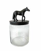Equestrian Glas Jar with Horse black