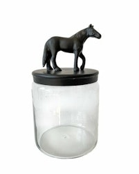 Equestrian Glas Jar with Horse black