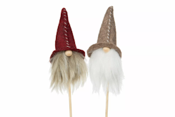 Tomte Stick Mörkröd/Beige Mix 10cm