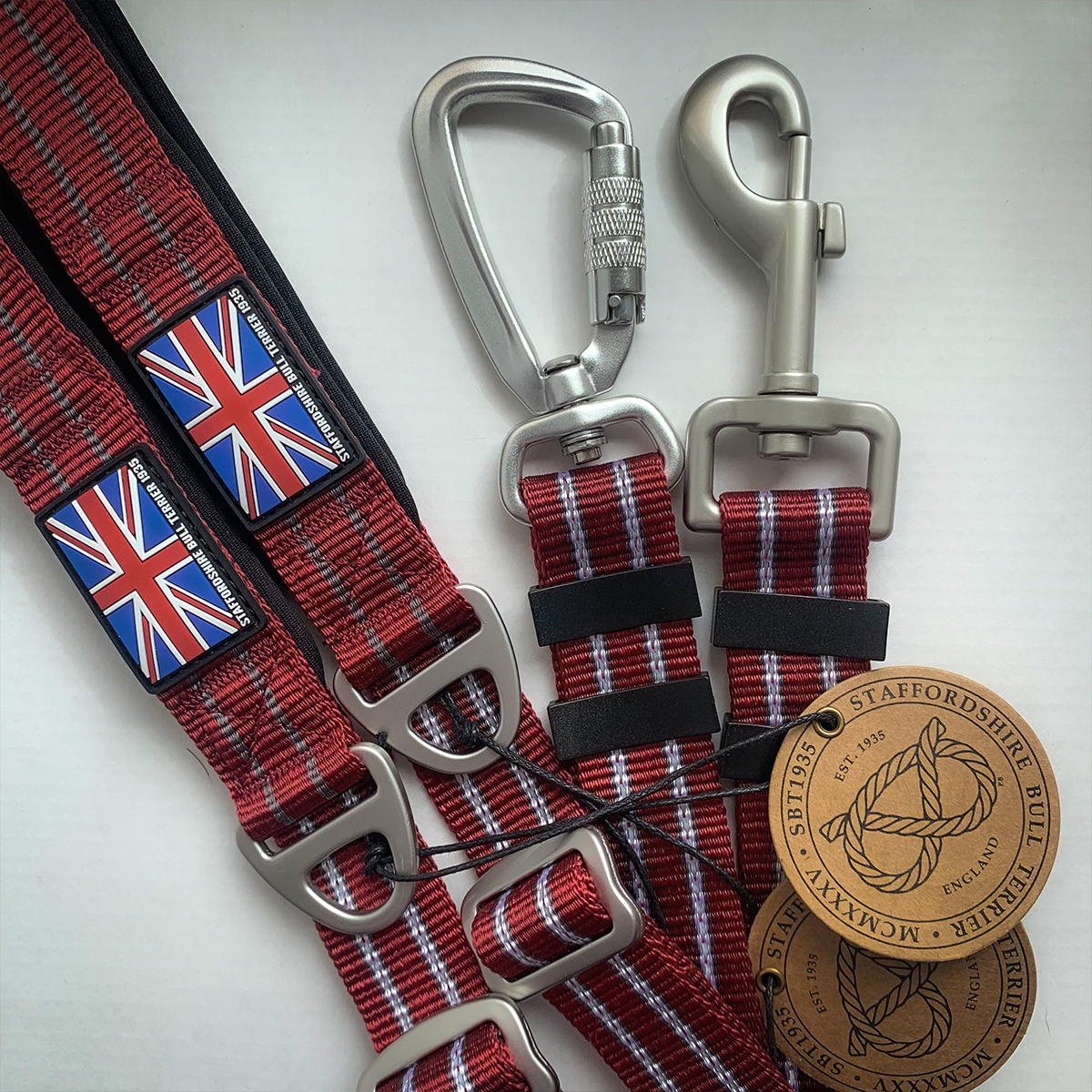 Nylon Harness & Leash Set v2.0 - Burgundy - Staffordshire Bull Terrier 1935