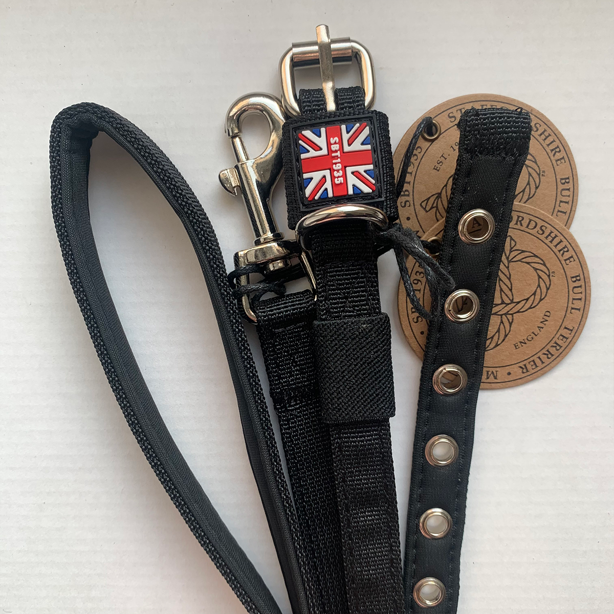 Puppy Nylon Collar & Leash Set - Black - Staffordshire Bull Terrier 1935