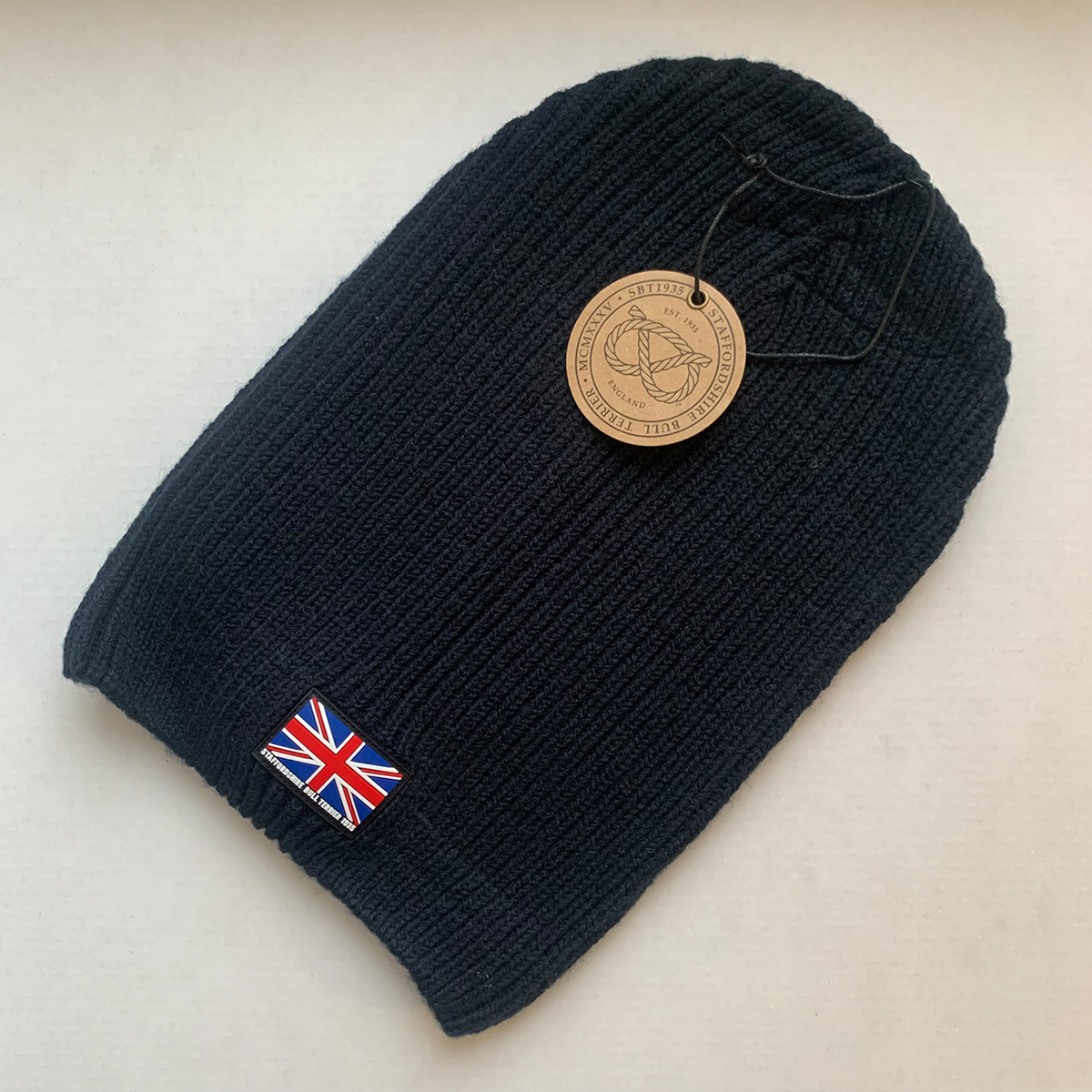 Knitted Staffy Beanie - Navy Blue - Staffordshire Bull Terrier 1935