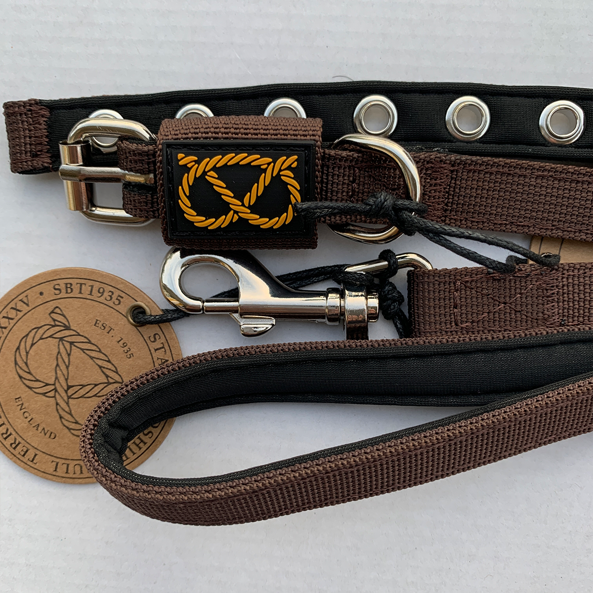 Puppy Nylon Collar & Leash Set - Chocolate - Staffordshire Bull Terrier 1935