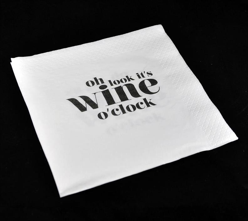 Servetter, Wine o clock, vit/svart text, 25-p