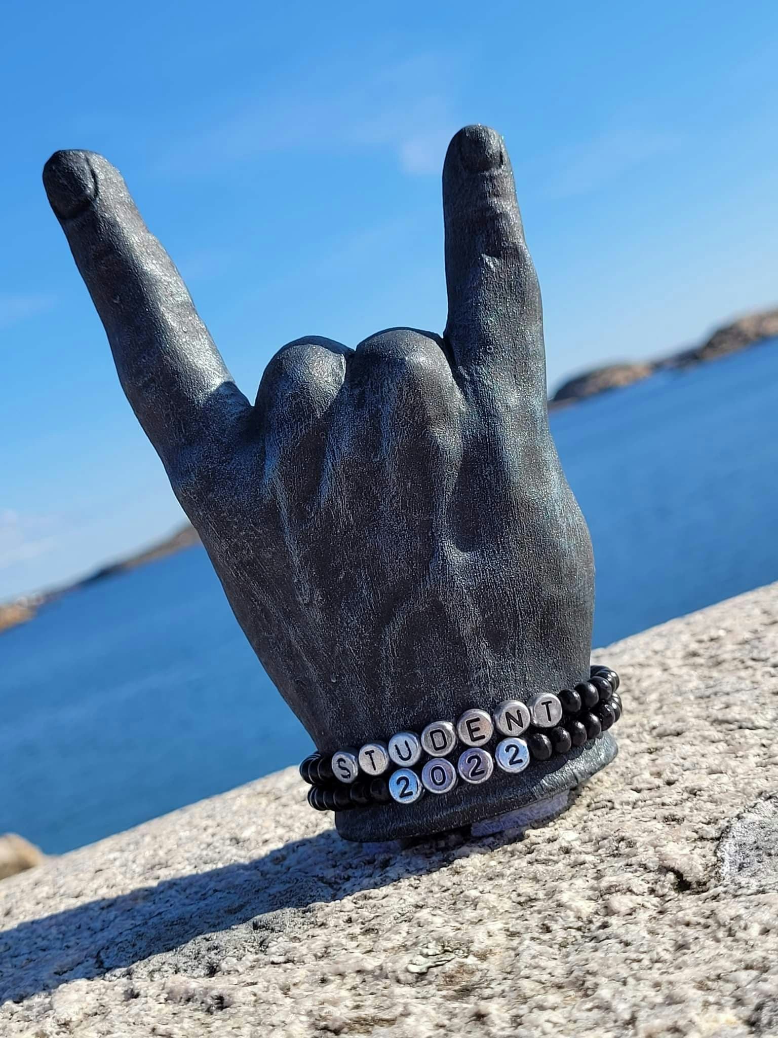 Rock-hand Koppar med armband (valfritt budskap)