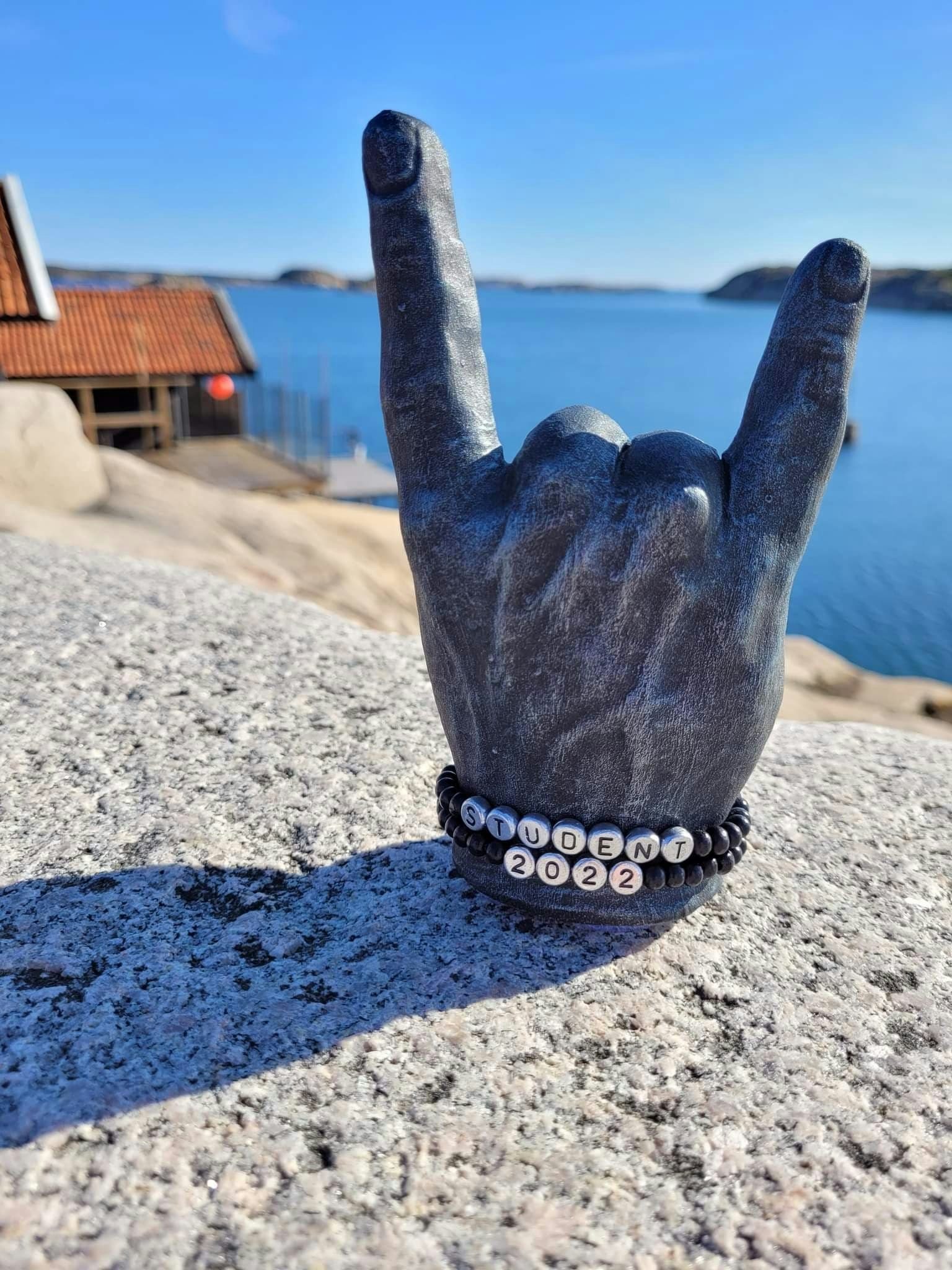 Rock-hand Koppar med armband (valfritt budskap)