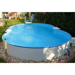 Poolset premium åttaformad 525×320, H150cm nedgrävd/inbyggd, mönstrad liner