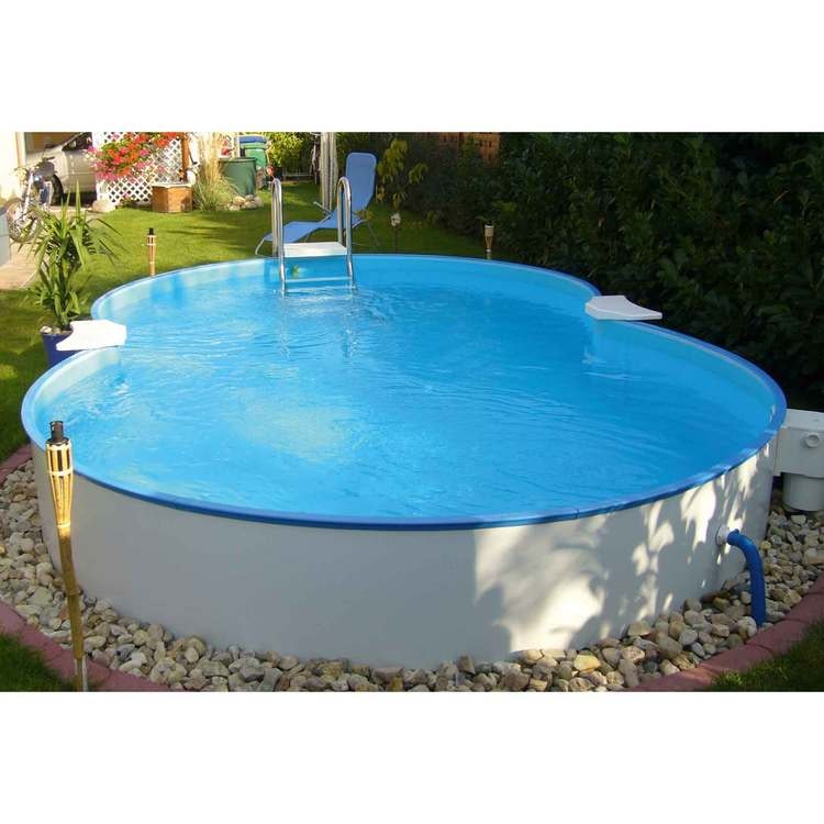 Poolset Premium åttaformad 725×460, H150cm nedgrävd, mönstrad liner