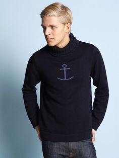 Olle by Jumperfabriken Anchor Rollneck navy