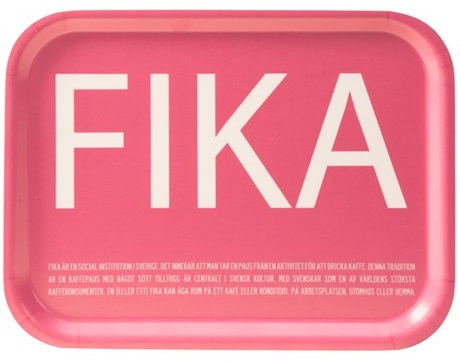 FIKA bricka svensk text rosa