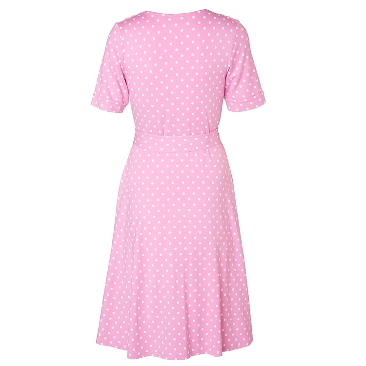 Jumperfabriken Celia Dot short sleeve dress pink