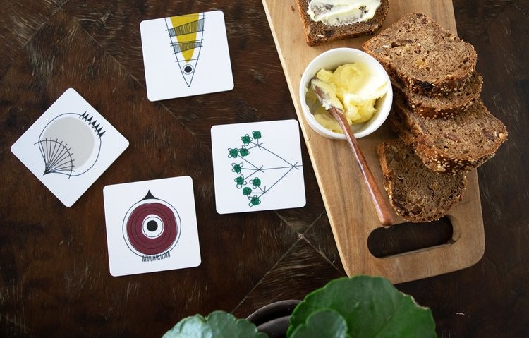 Almedahls Picknick glasunderlägg 4-pack blå multi
