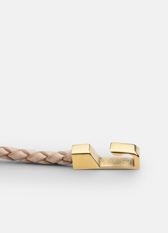 Skultuna Hook Leather Bracelet Thin Gold natural