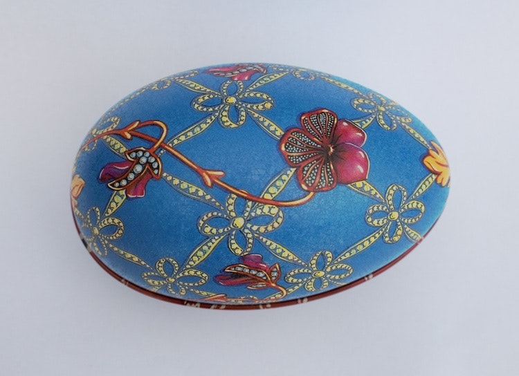 Påskägg Faberge Blå med blomma