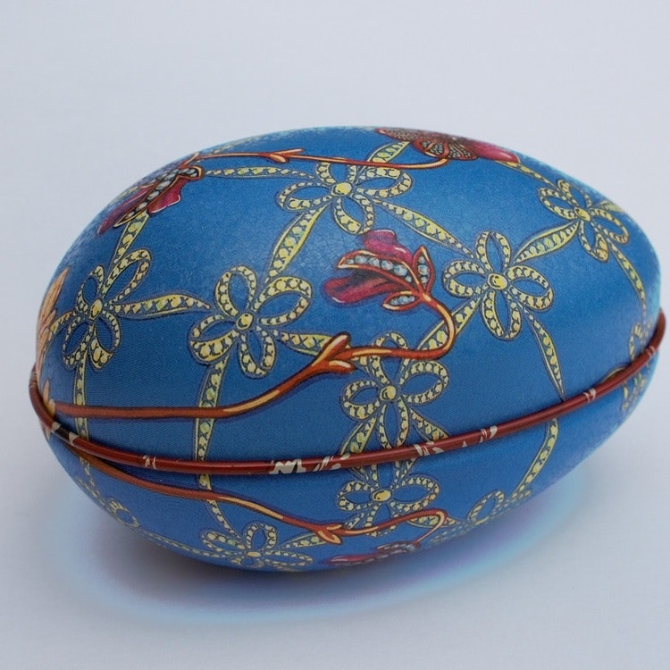 Påskägg Faberge Blå med blomma