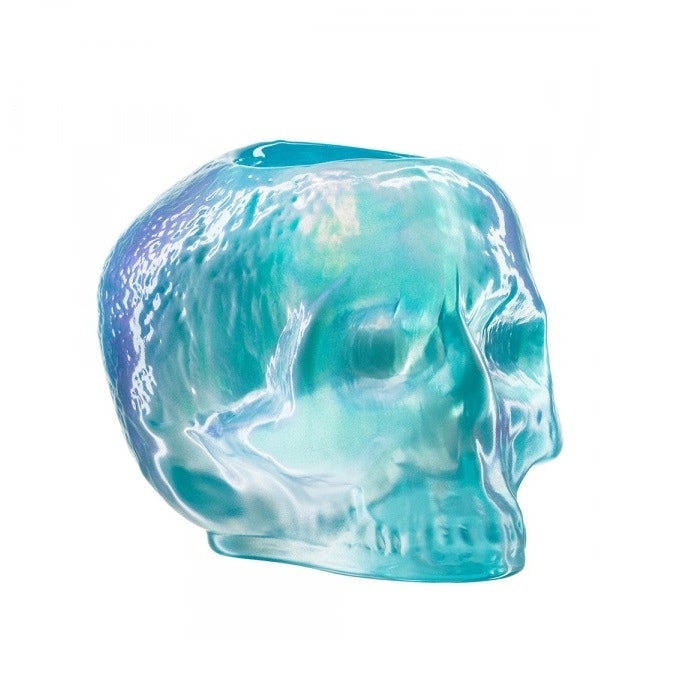 Kosta Boda Still Life Skull ljuslykta ljusblå