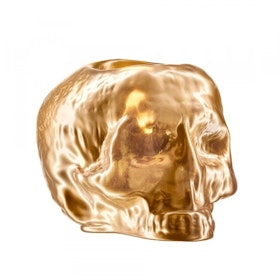 Kosta Boda Still Life Skull ljuslykta guld