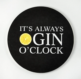 Mellow Design glasunderlägg Gin o'clock svart