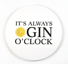 Mellow Design glasunderlägg Gin o'clock vit
