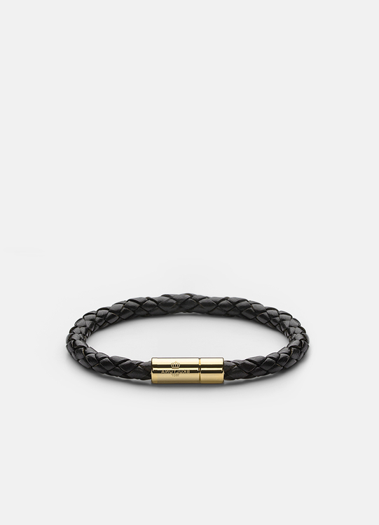 Skultuna Leather Bracelet Gold Black