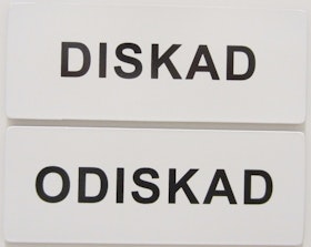 Diskmaskinsskylt DISKAD/ODISKAD vit