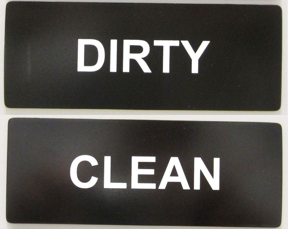 Diskmaskinsskylt DIRTY/CLEAN svart